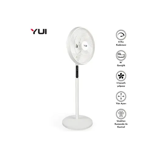 Yui F60 16 Inç 50W 8 Kademe 5 Pervane Döner Başlıklı Uzaktan Kumandalı Vantilatör