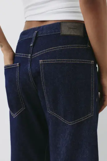 Düşük bel barrel jean Lacivert