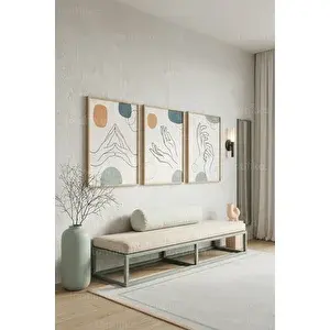 Tontilika Sakin Dokunuşlar Soyut El Figürleri 3’lü Ahşap Çerçeveli Tablo Seti 30x42 cm