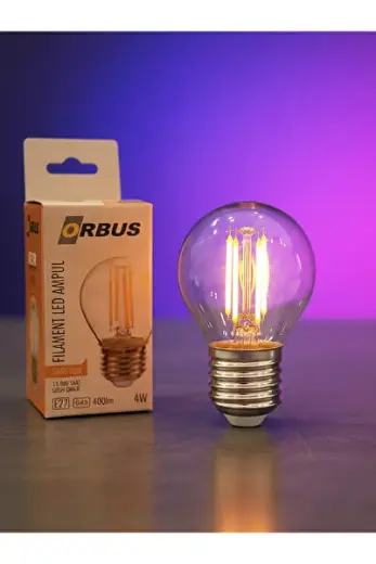 GC45 LED Filament Ampul E27 4W 2700K Sarı Işık 400 Lümen Şeffaf Cam