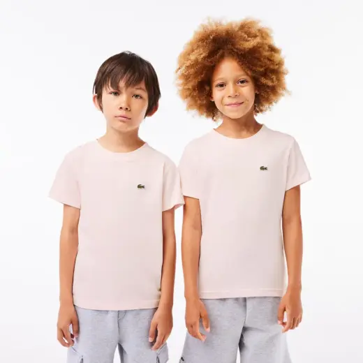 Çocuk Bisiklet Yaka Açık Pembe T-Shirt