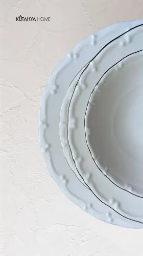 Kütahya Home 24 Parça Altın File Yemek Takımı | 6 Kişilik Lüks Sofra Takımı