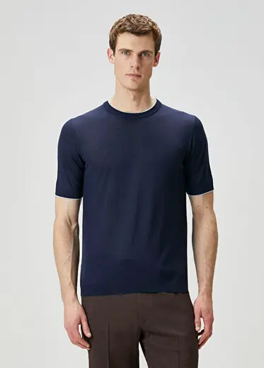 Lacivert İpek T-shirt