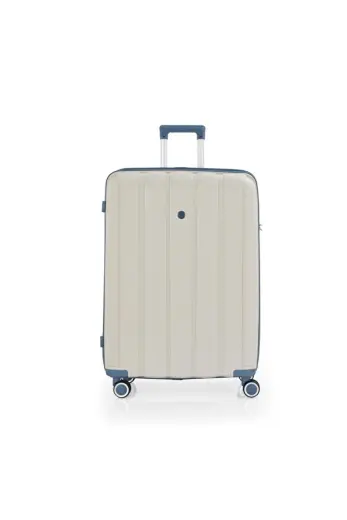 Bavul Büyük ve Kabin 2li Set Kırılmaz Silikon Valiz V305 Kemik/SkyBlue