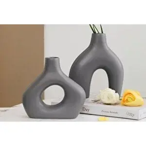 Vivense Modern Vazo Seti̇, Gri̇