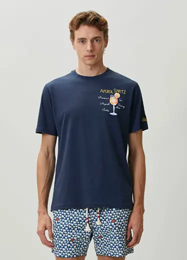 Lacivert Baskılı T-shirt