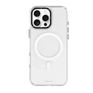 Youngkit Gemstone Serisi Apple iPhone 16 Pro MagSafe Şarj Özellikli Cam Arka Yüzey TPU Kapak Şeffaf