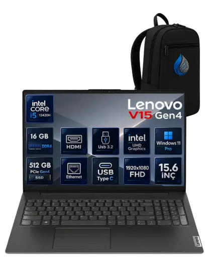 Lenovo V15 G4 IRU 83A100A5TRRNP01 Intel Core i5-13420H 16 GB DDR4 RAM 512 GB NVMe SSD Intel UHD Graphics Windows 11 Pro 15.6" FHD (1920x1080) Notebook Laptop Bilgisayar