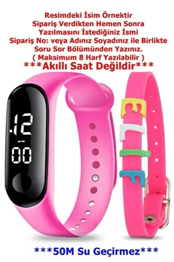 Çocuk Saati-Dokunmatik Led Kız Erkek Çocuk Kol Saati-İsme Özel Bileklik -50M Su Geçirmez