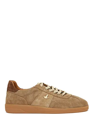 Bej Slim Tabanlı Kadın Deri Sneaker