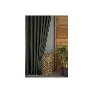 Vivense Massarelli̇ Keten Pi̇lesi̇z Fon Perde, Koyu Yeşi̇l, 60x260