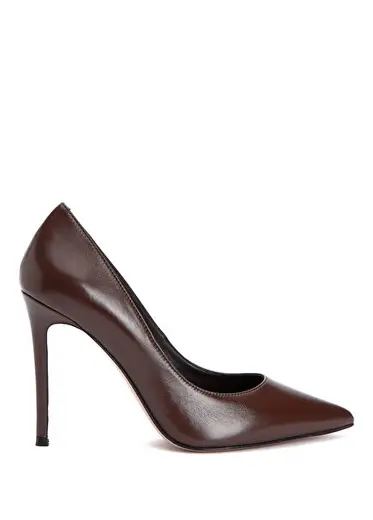 Kahverengi Deri Stiletto