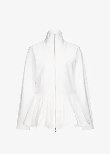 Beyaz Peplum Detaylı Poplin Ceket