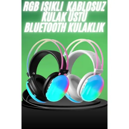 Renas Store Yeni Nesil Kulak Üstü Kablosuz Uzun Ömürlü Rgb Işıklı Bluetooth Kulaklık