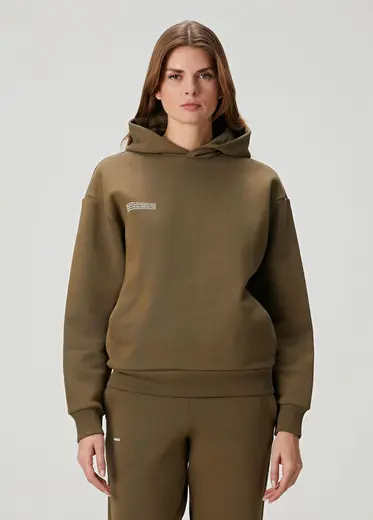 Haki Kapüşonlu Sweatshirt