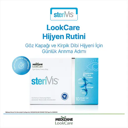 Medizane LookCare SteriVIS Hassas Göz Temizleme Mendili 10lu