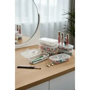 Mithra Life Mini Şeffaf 6 Adet Takı Toka Aksesuar Makyaj Seyahat Plastik Saklama Kutusu Mit1321