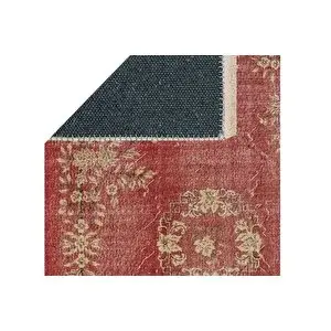 Vivense Vi̇ntage Kirmizi Çi̇çek Desenli̇ Dekorati̇f Dokuma Taban Hali, 335 Yng, 80x200 Cm