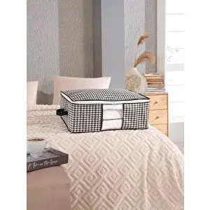 Formeya Baza Ve Yatak Altı Uyumlu 4 Adet Lüks Pencereli Dolap Düzenleyici Hurç Baza Altı Hurç 64x45x22 Cm Siyah