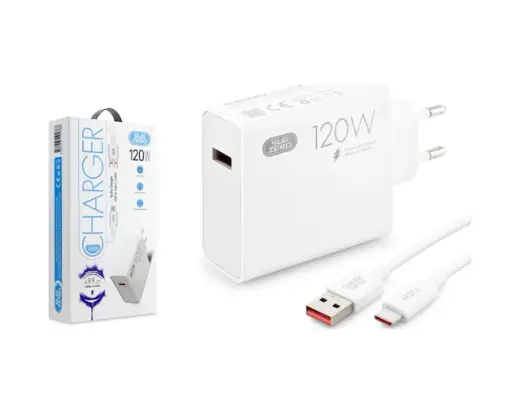 Subzero Sg38 120w Gan Type-c Kablolu Turbo Ev Tipi Şarj Aleti Salise Gösterir