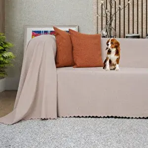 Latuda Home Latuda - Şönil Çift Taraflı Kaymaz Çekyat Örtüsü Ve Koltuk Şalı Camel