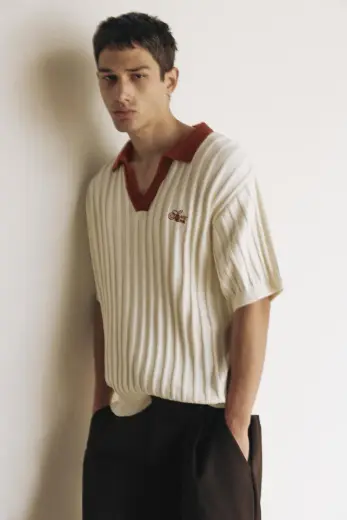 Kontrast yaka polo t-shirt