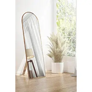 Nysamo 150 Cm Ceviz Ayaklı Kubbe Duvar Salon Antre Hol Koridor Mutfak Banyo Ofis Aynası