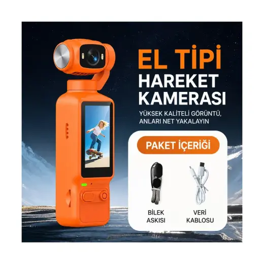 Azurtech LK-032 El Tipi Mini Gimbal Spor Kamera 1080P Hd Vlog Kamerası Döner Lensli Action Camera