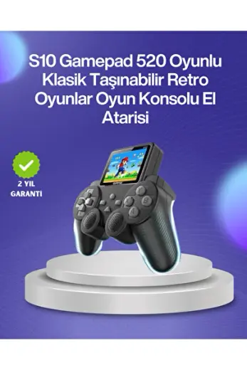 500 Oyunlu Nostaljik El Tipi Oyun Konsolu, Taşınabilir Şarjlı Cihaz, Renkli Ekran ve TV Destekli