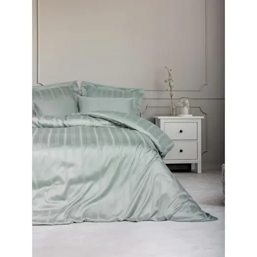 Cotton Box Smart Bambu Saten Çift Kişilik Nevresim Takımı Stripe Mint