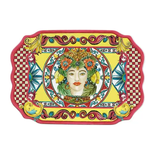 Baci Milano Sicily Sunum Tabağı/Tepsi 47 cm x 33 cm Turuncu