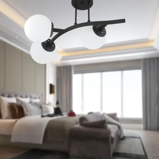 Apliqa İzem 3'lü Siyah Modern Plafonyer Genç Odası Mutfak Yatak Odası Avize
