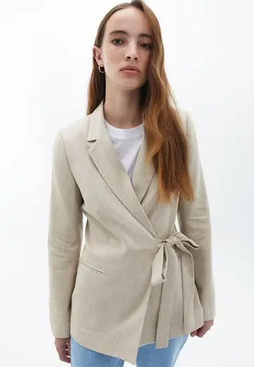 Keten Karışımlı Blazer Ceket