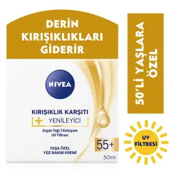 Nivea 55+ Yaş Kırışıklık Karşıtı + Canlandırıcı Yüz Bakım Kremi 50 ml 2