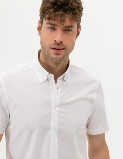 Bej Slim Fit Kısa Kollu Gömlek
