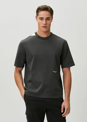 Marina Antrasit Logo Baskılı T-shirt