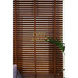 Özel Jaluzi Kahverengi̇ 50 Mm Ahşap Jaluzi 170x150 cm