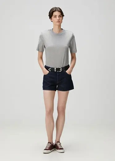 Antrasit Mini Denim Şort