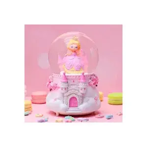 Livava Prenses Büyük Boy Kar Küresi Işıklı, Müzikli, Püskürtmeli, Pembe, 16x12
