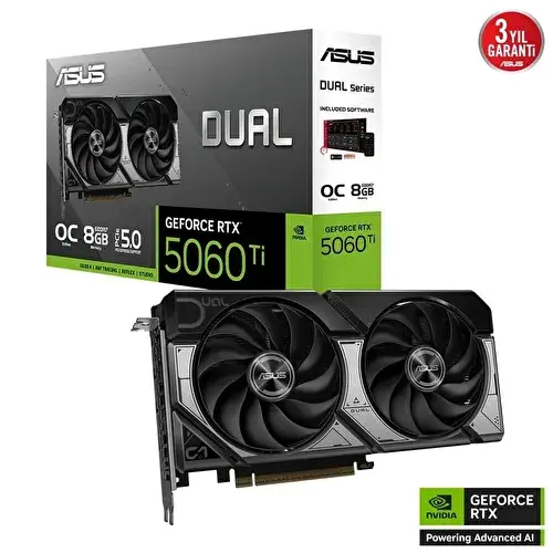 ASUS DUAL RTX5060Ti O8G 8 GB GDDR7 128Bit Ekran Kartı