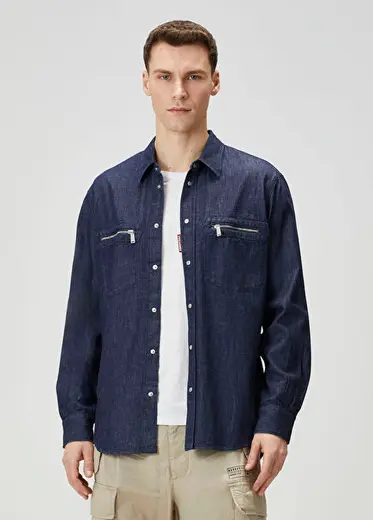 Lacivert Denim Gömlek