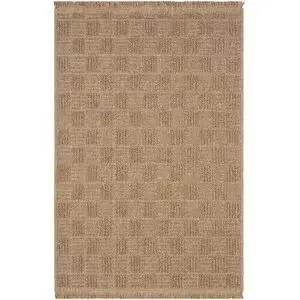 Cool Halı Mirage Kahverengi Dama Desenli Kilim Kaymaz Tabanlı Yıkanabilir Bohem Salon Mutfak Kilimi 80x150 cm