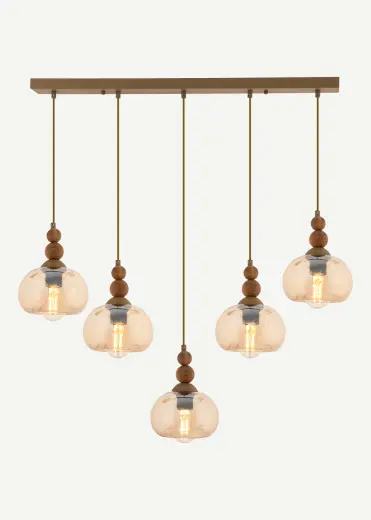 Elise 5'li Sıralı Avize Eskitme (75x90 cm)