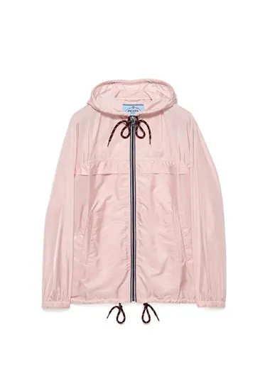 Pembe Re-Nylon Kapüşonlu Kadın Yağmurluk