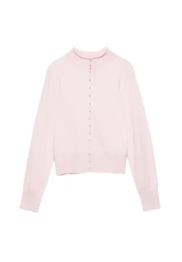 Dik yaka hırka Toz pembe