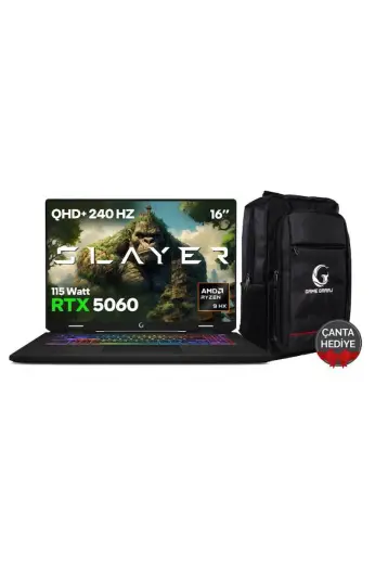 Game Garaj Slayer R9M-5060 C7 AMD R9 8940HX 16 GB RAM 1 TB SSD RTX5060 16" 240Hz QHD+ IPS FreeDOS Gaming Laptop