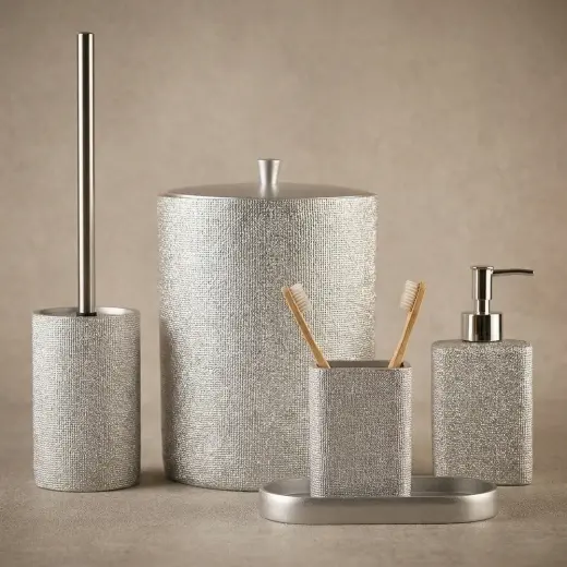 Linen Banyo Seti Gümüş