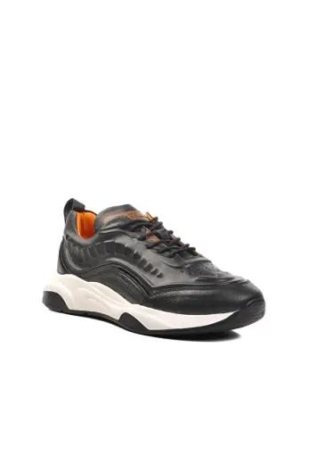 Premium 495 M Siyah Hakiki Deri Erkek Sneaker