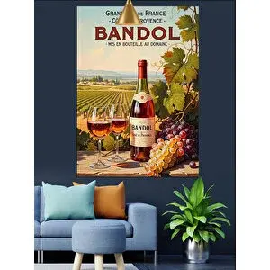 Tablomega Şarap Şişesi Üzüm Bağları Retro Afiş Dekoratif Kanvas - Mdf Ahşap Tablo 25x35 cm