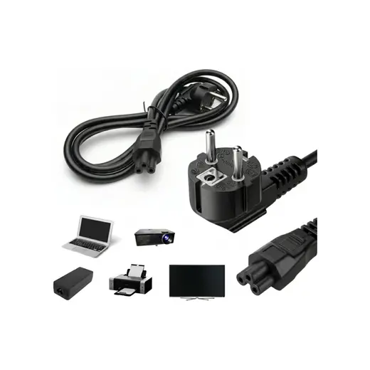 Vorex 1.2 Metre Laptop Notebook Adaptör Tv Monitör Yazıcı Uyumlu C5 Yonca Güç Kablosu 250V